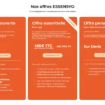 Capture d'écran de la page Nos offres du site Essensyo