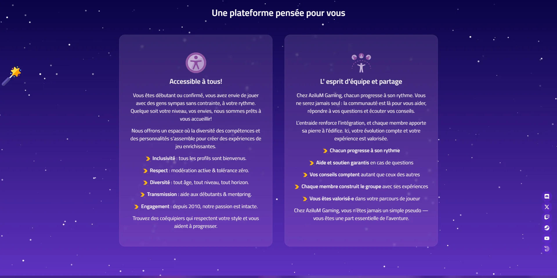 Capture d'écran de la page d'accueil du site AziluM Gaming