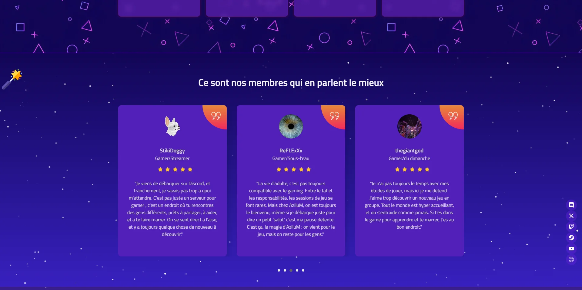 Capture d'écran de la page Rejoindre la communauté du site AziluM Gaming