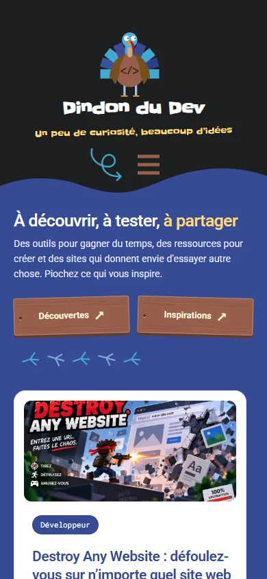 Dindon du Dev — Accueil sur mobile