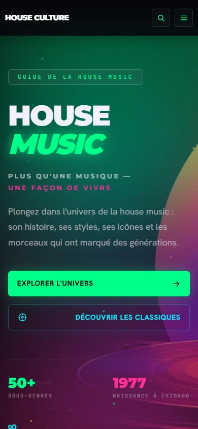 House Culture — accueil sur mobile