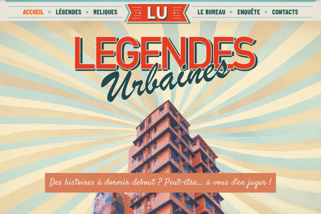 Légendes Urbaines — accueil sur ordinateur